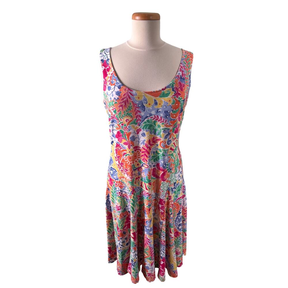 Ralph Lauren Sundress Women's Medium Colorful Floral Tropical Artsy Summer Wear